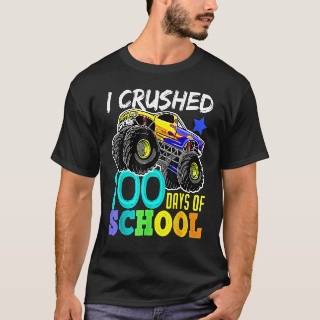 I Crushed 100 Days Of School TShirt Boys Monster T (Vorderseite)