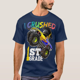 I Crushed 1st Grade Monster Truck Graduation Cap S T-Shirt