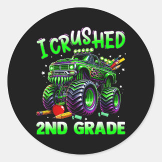 I Crushed 2nd Grade Last Day Of School Boys Runder Aufkleber