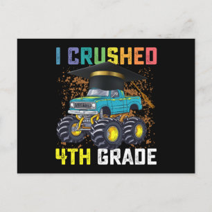 I Crushed 4th Grade Monster Truck Abschluss Postkarte