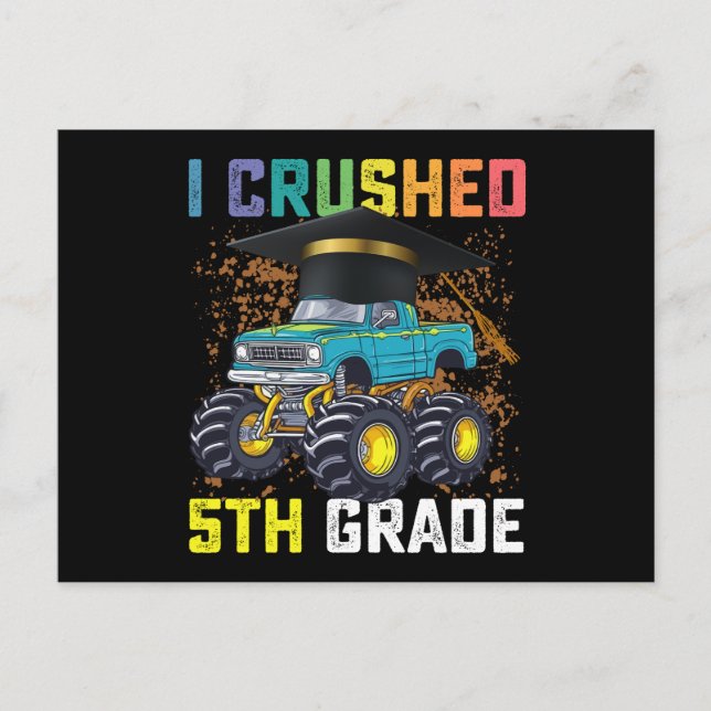 I Crushed 5th Grade Monster Truck Abschluss Postkarte (Vorderseite)