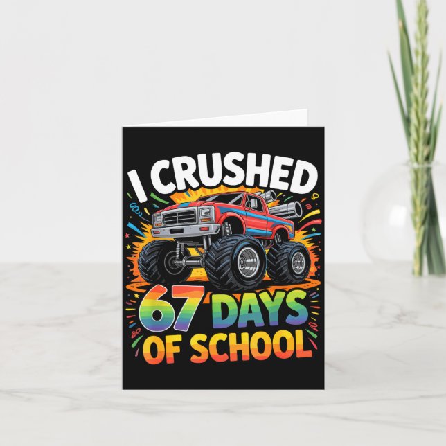 I Crushed 67 Days Of School Funny Meme Gen Z Stude Karte (Vorderseite)