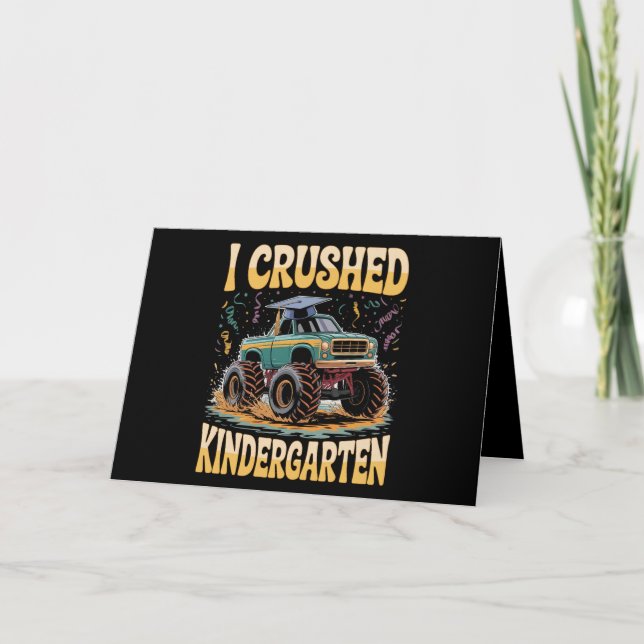 I Crushed Kindergarten Monster Truck Abschluss Dankeskarte (Vorderseite)
