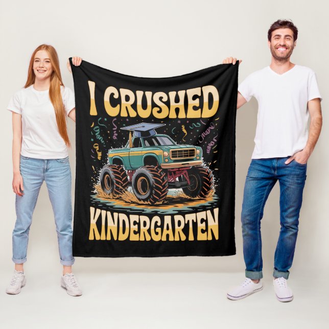 I Crushed Kindergarten Monster Truck Abschluss Fleecedecke (Beispiel)