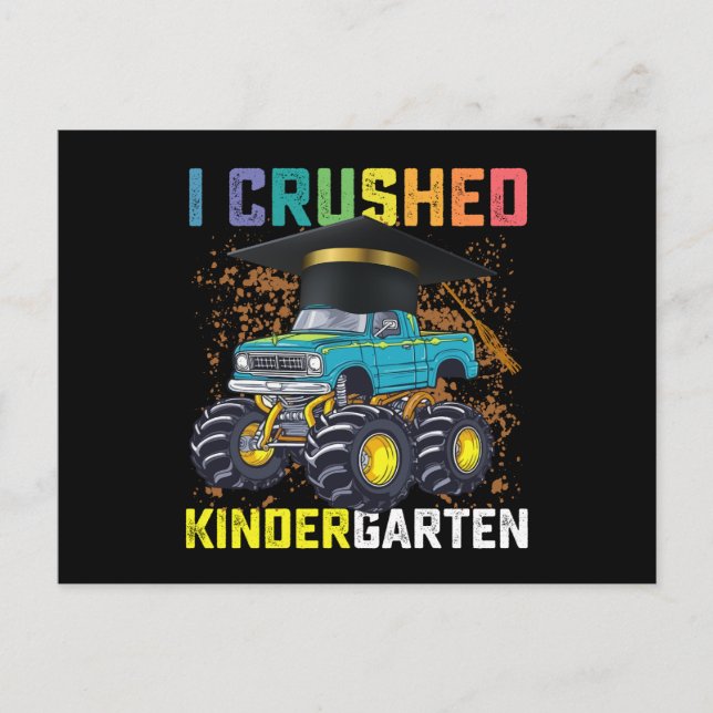 I Crushed Kindergarten Monster Truck Abschluss Postkarte (Vorderseite)