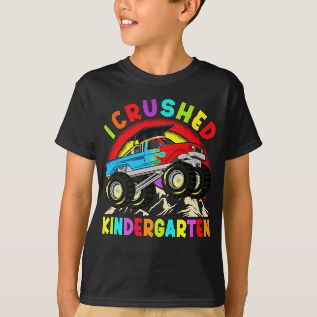 I Crushed Kindergarten Monster Truck Abschluss T-Shirt (Vorderseite)