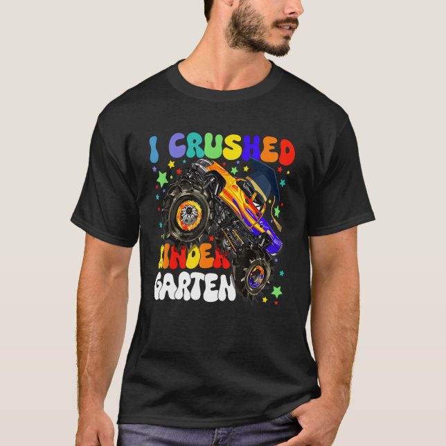 I Crushed Kindergarten Monster Truck Graduation Bo T-Shirt (Vorderseite)
