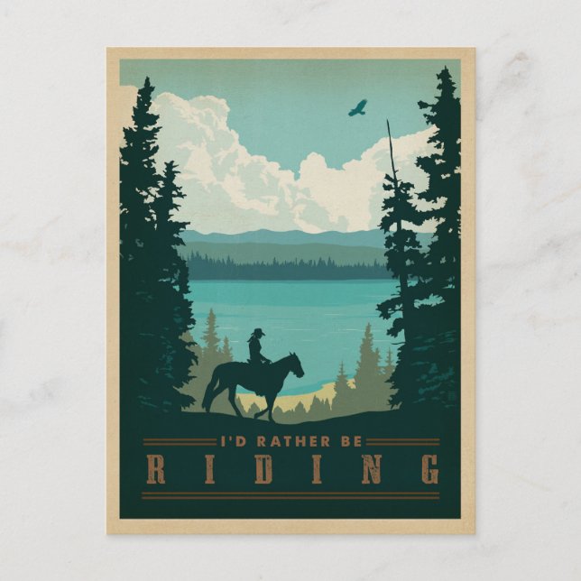 I d’Rather be Riding Postkarte (Vorderseite)