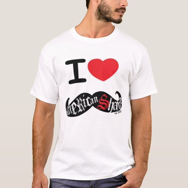 I der Schnurrbart Est der Liebe-amerikanischen T-Shirt (Vorderseite)