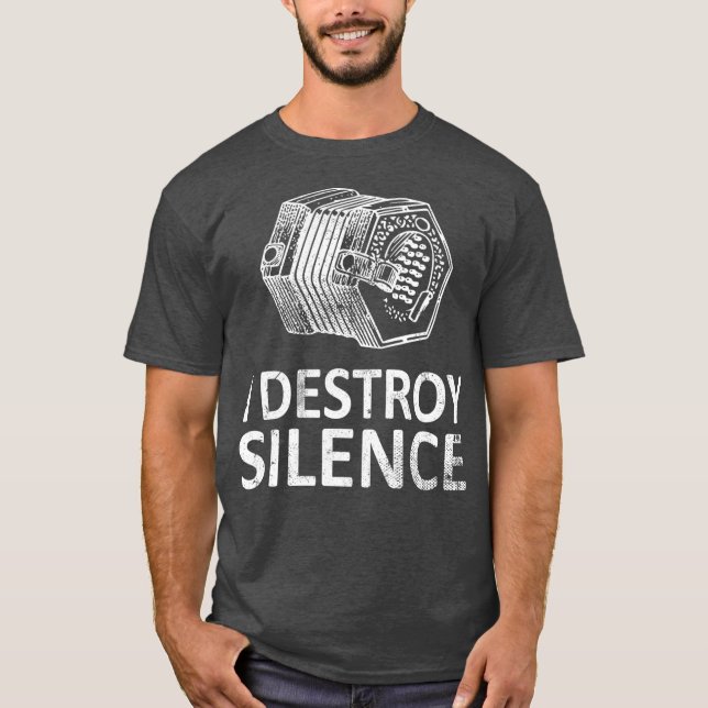I Destroy Silence  Funny Concertina Players T-Shirt (Vorderseite)