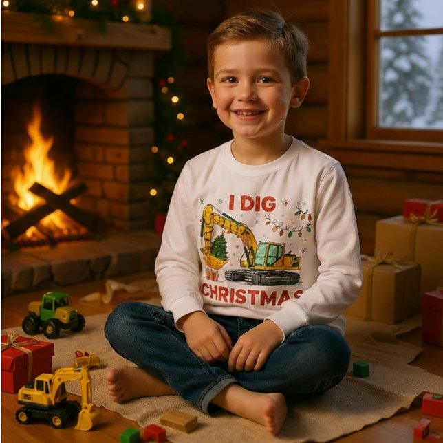 I Dig Christmas Cute Excavator Tree Lights Kids (Von Creator hochgeladen)