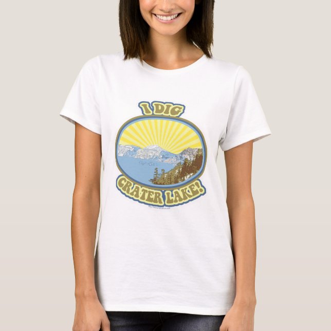 I Dig Crater Lake Illustriertes Reisedesign T-Shirt (Vorderseite)
