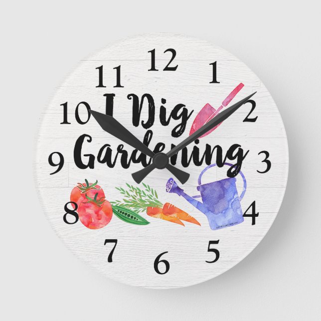 I Dig Garening Niedlich Garden Gift Gardener Runde Wanduhr (Vorderseite)