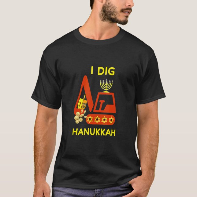I Dig Hanukkah Crane Construction Kids Chanukah Pa T-Shirt (Vorderseite)