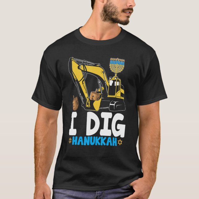 I Dig Hanukkah Excavator Construction Kids Boys Ch T-Shirt (Vorderseite)