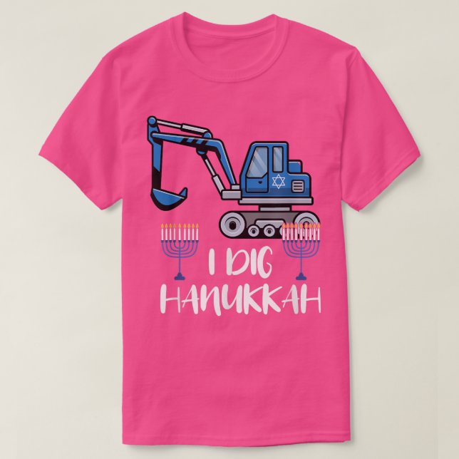 I Dig Hanukkah Grabungsbaumaschine Liebe T-Shirt (Design vorne)