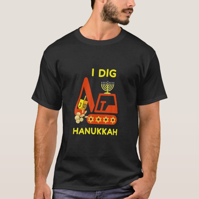 I Dig Hanukkah Krane Bau Kids Chanukah T-Shirt (Vorderseite)