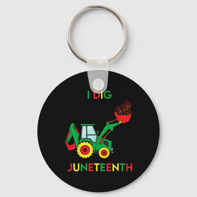 I Dig Juneteenth Fists Tractor Fun Kleinkind Boys Schlüsselanhänger (Vorderseite)