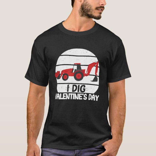 I Dig Valentine's Day Hearts Tractor Love  V Day T-Shirt (Vorderseite)