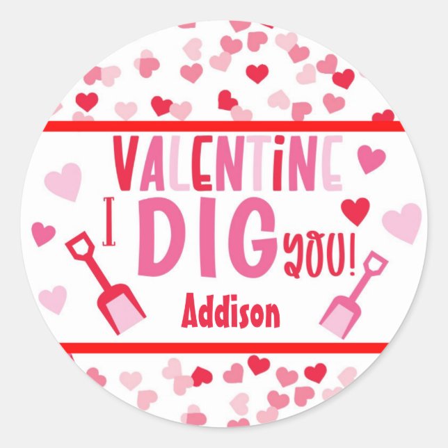 I Dig You Shovel Valentine School Geschenk Runder Aufkleber (Vorderseite)