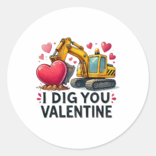 I Dive you Valentine Grabungsförderwagen D Runder Aufkleber