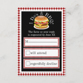 I Do and GRILLEN Gingham Hamburger Lässig Wedding RSVP Karte