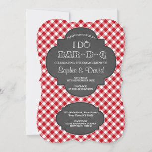 I DO BARBEQUE Verlobung Chalk Gingham Invite Einladung