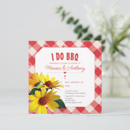 I DO BBQ casual vintage gingham daisies rehearsal Karte