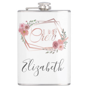 I Do Crew Rosa Blüten Blush Rosa Blumen Grünzeug  Flachmann