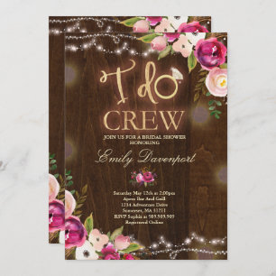 I Do Crew Rustic Bridal Dusche Einladung Florals