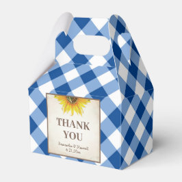 I Do GRILLEN Blue Gingham Sunflower Favor Box Geschenkschachtel