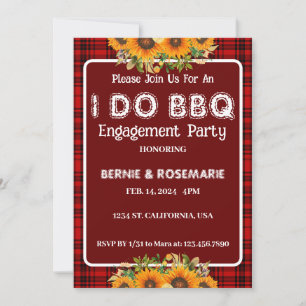 I DO GRILLEN Checkered Sunflower Engagement Party Einladung