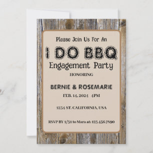 I DO GRILLEN Elegante Rustic Wood Engagement Party Einladung