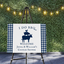 I Do GRILLEN Farmhouse Navy Blue Kariert Welcome E