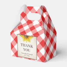 I Do GRILLEN Red Gingham Sunflower Favor Box