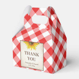 I Do GRILLEN Red Gingham Sunflower Favor Box Geschenkschachtel