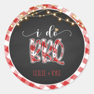 I Do GRILLEN Round Sticker - Gingham - Custom