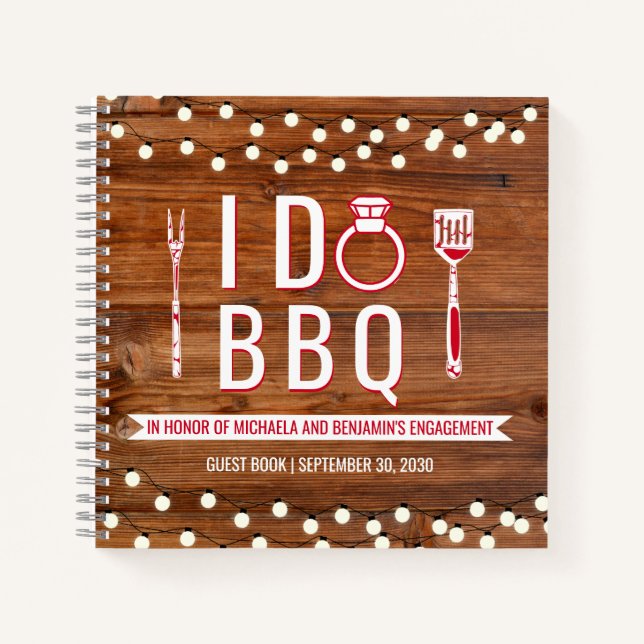I Do GRILLEN Rustic Engagement Party Couture Guest Notizbuch (Vorderseite)