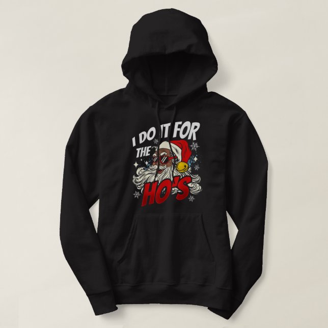 I Do It For The Hos Black Christmas Santa Men Hoodie (Design vorne)