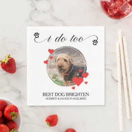 I Do Too Red Hearts Dog Photo Wedding Serviette