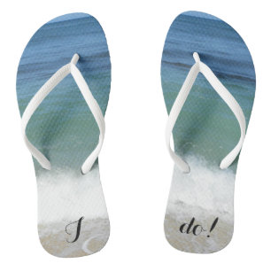 "I do" Tropical Beach Flip Flops