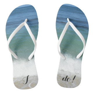 "I do" Tropical Beach Flip Flops