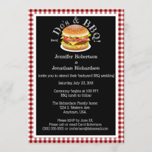 I Do und GRILLEN Gingham Hamburger Lässig Wedding  Einladung