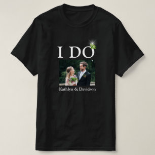 I DO Verlobung Ring Couple Foto Name Minimalistisc T-Shirt