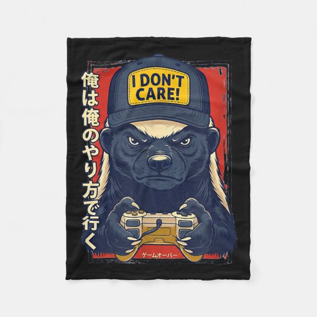 I Don’t Care - Honey Badger Gamer Design  Fleecedecke (Vorderseite)