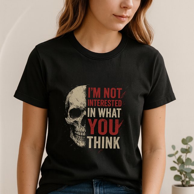 I don't care Tee; Fun Bold Skull Statement  T-Shirt (Von Creator hochgeladen)