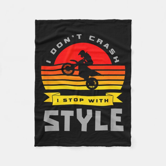 I Don't Crash I Stop With Style Funny Motocross Di Fleecedecke (Vorderseite)