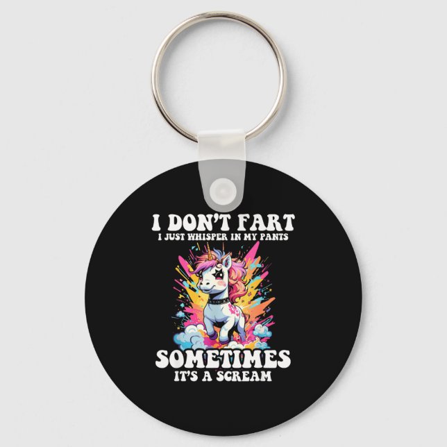 I Don't Fart I Whisper In My Pants - Funny Unicorn Schlüsselanhänger (Vorderseite)