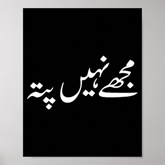 I Don't Know But In Urdu Funny Pakistani Saying  Poster (Vorne)