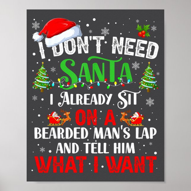 I Don't Need Santa I Already Sit On A Bearded Man' Poster (Vorne)
